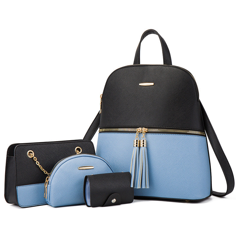 Wholesale PU Backpack, Single Shoulder Diagonal Cross Mother Bag, Four Piece Backpack Set